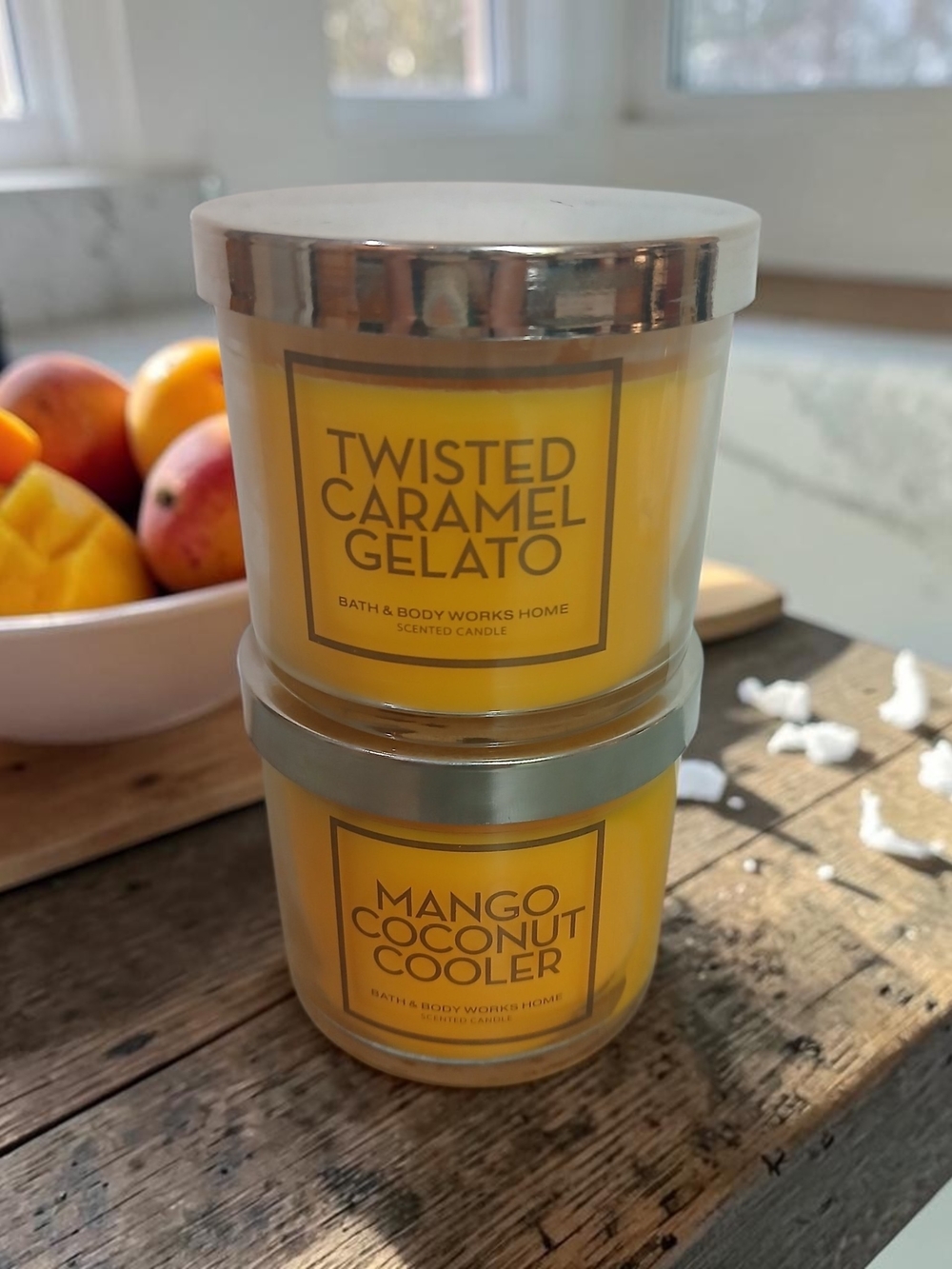 Bath & Body Works Yellow Twisted Caramel Gelato Scented Candle